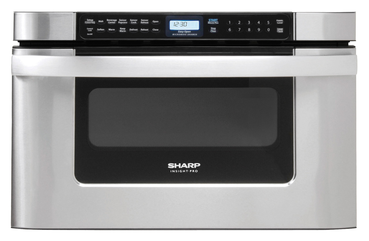 24 in. 1.2 cu. ft. 950W Sharp Easy Open Stainless Steel Microwave Drawer (KB6524PSY) Head On
