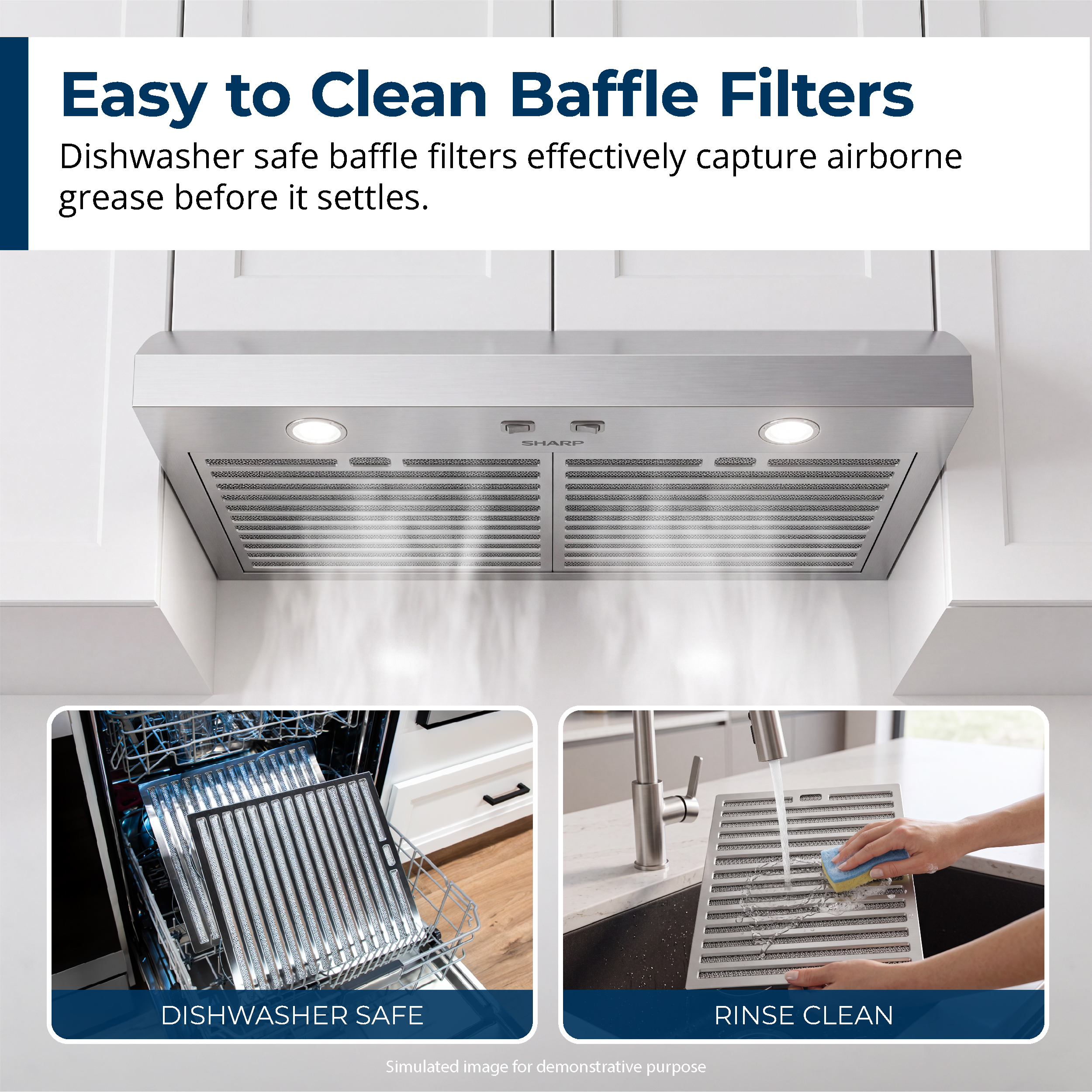 30 in. Convertible Under Cabinet Range Hood in Stainless Steel with included Grease Filters