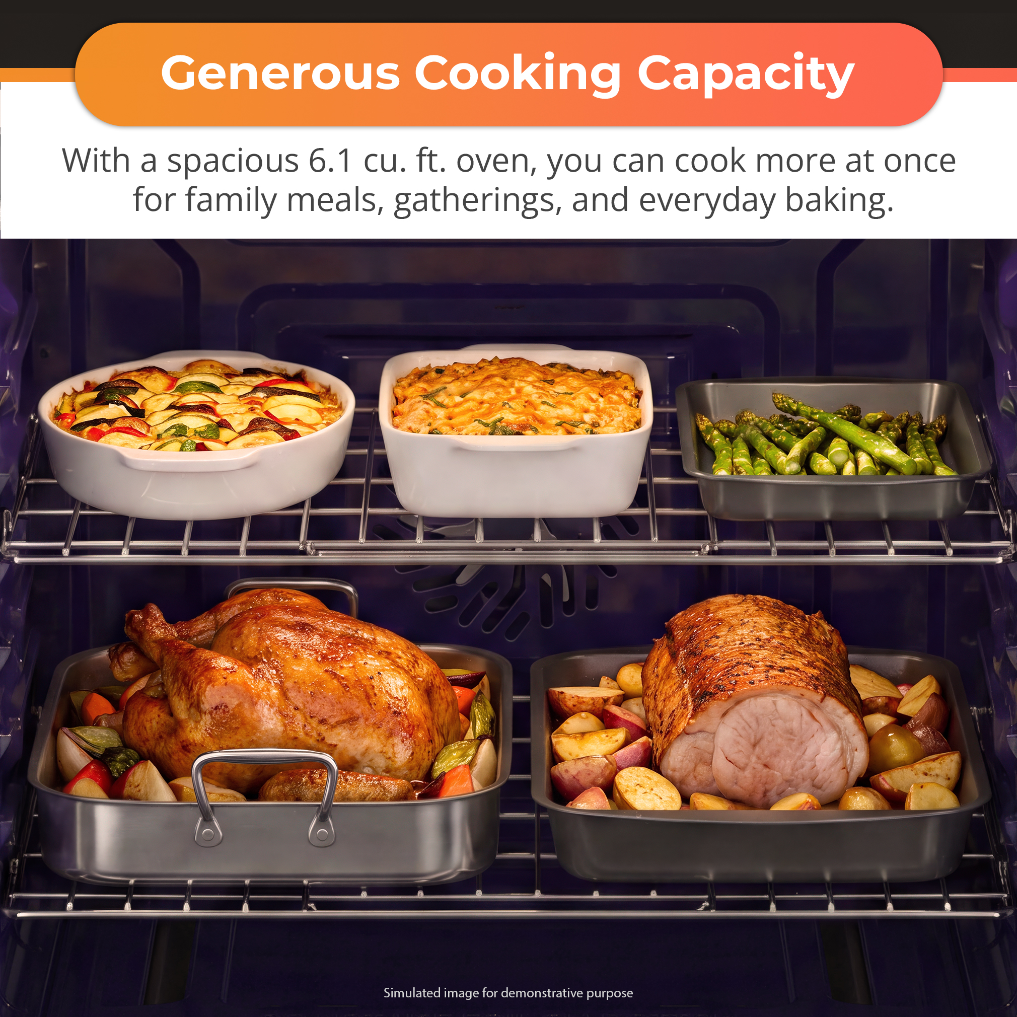 SFG3075MS Freestanding Gas Range Capacity Infographic