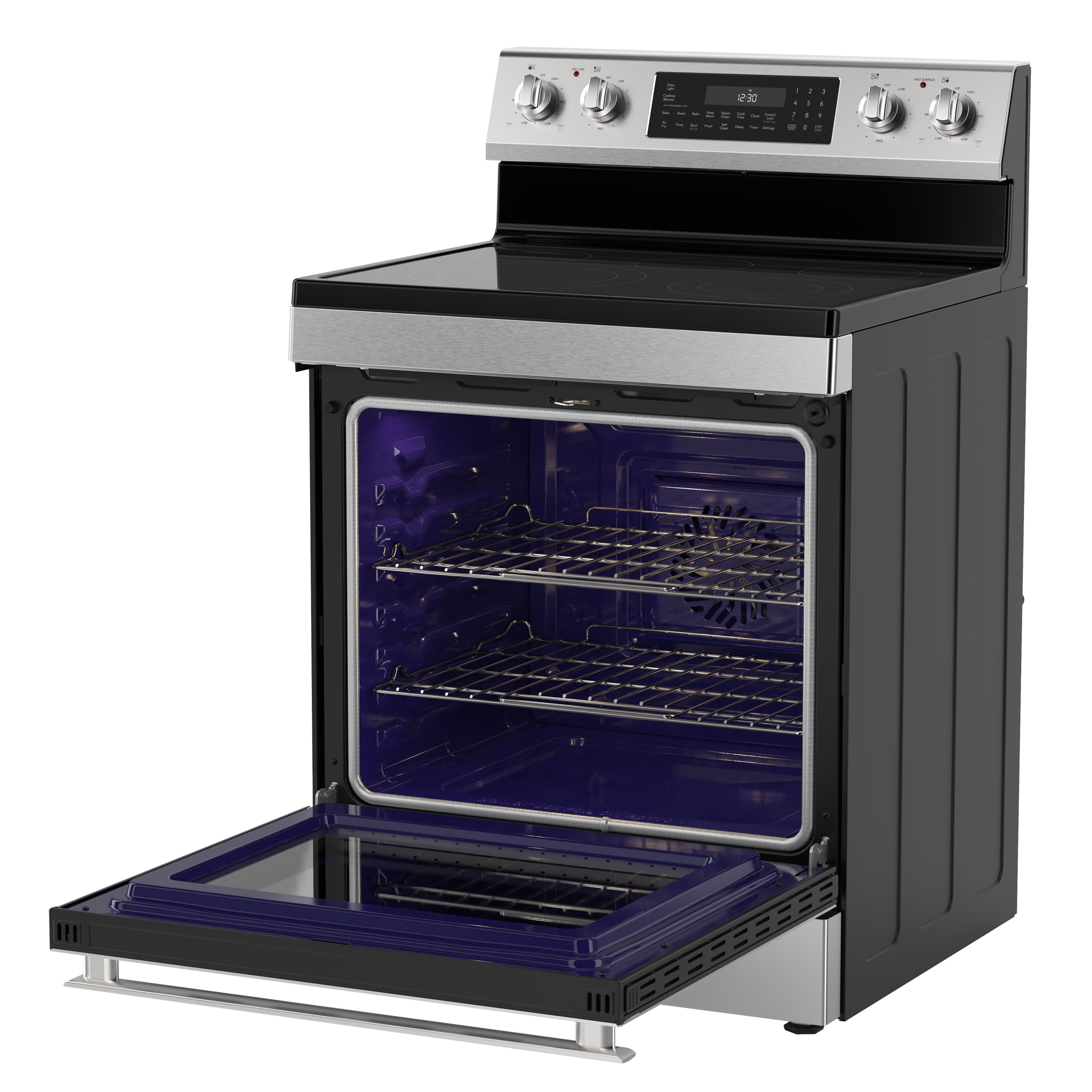 SFR3075MS Freestanding Electric Range 3 Quarter Left Open