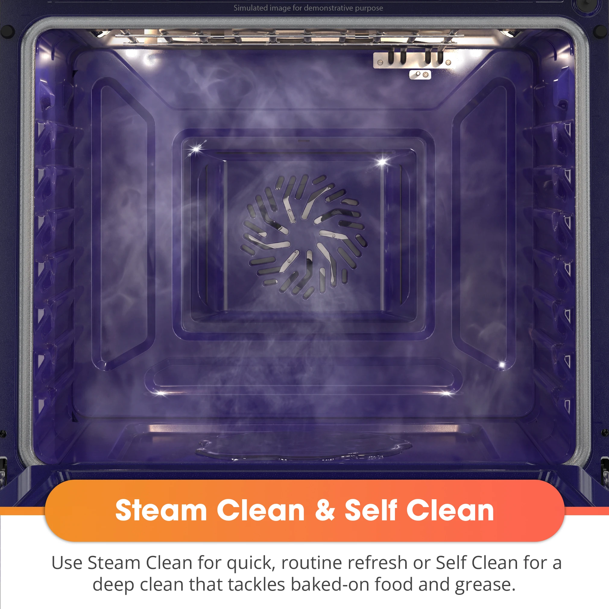 SSR3076SNS 6.3 cu. ft. Slide-in Electric Range Steam Clean  and Self Clean Infographic
