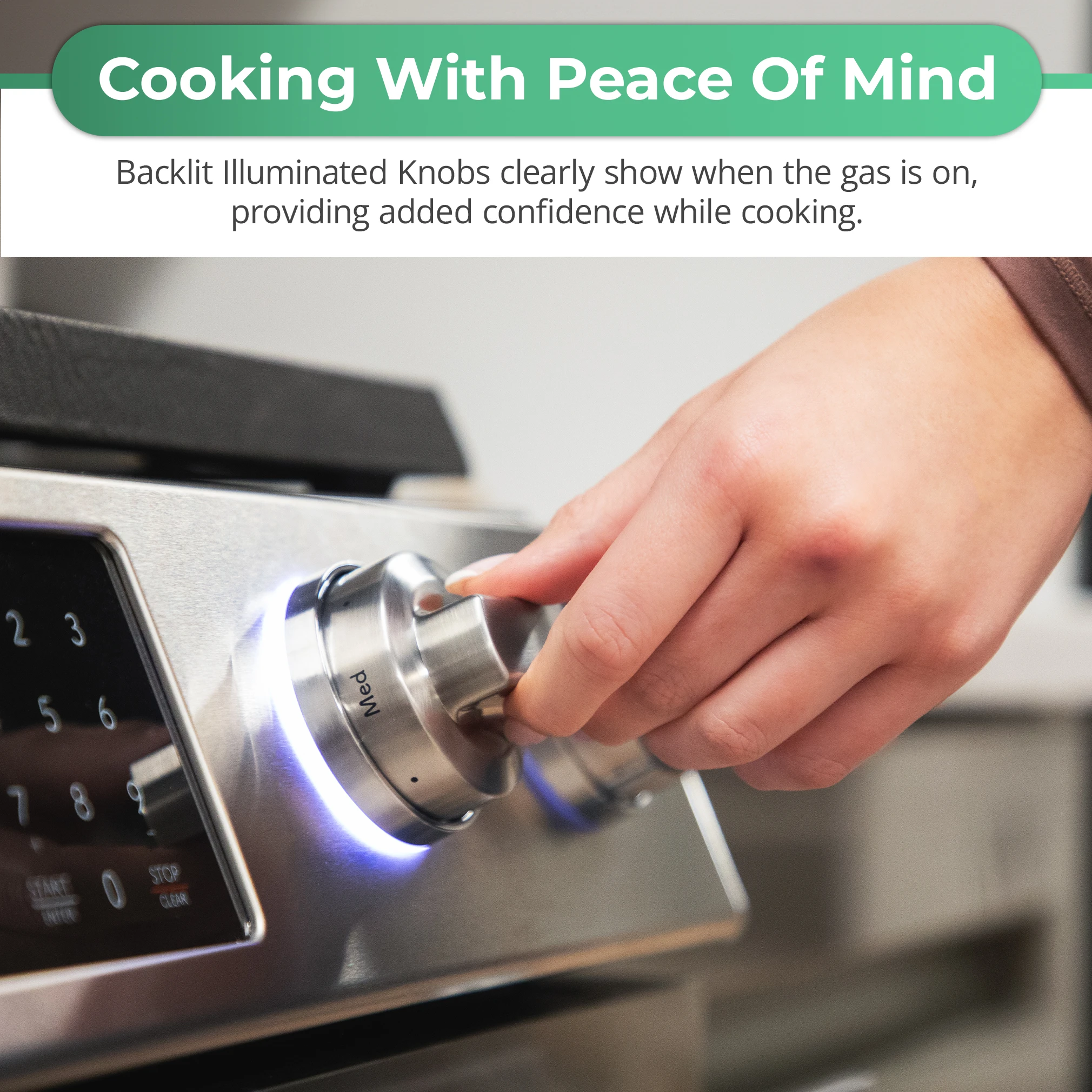 SSG3076SNS 6.1 cu. ft. Slide-in Gas Range Illuminated Knobs Infographic