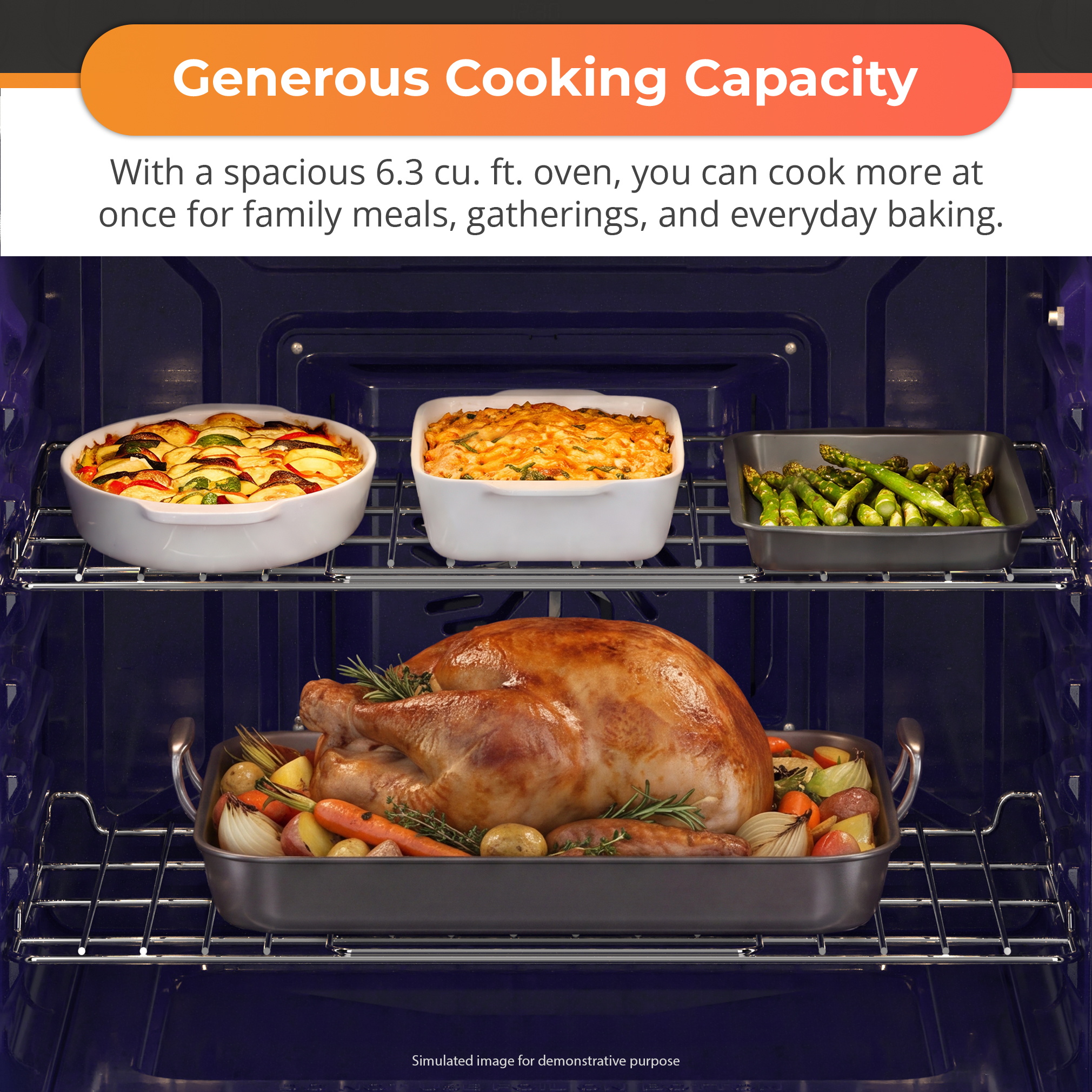 SSR3062DNS Slide-In Electric Range Capacity Infographic