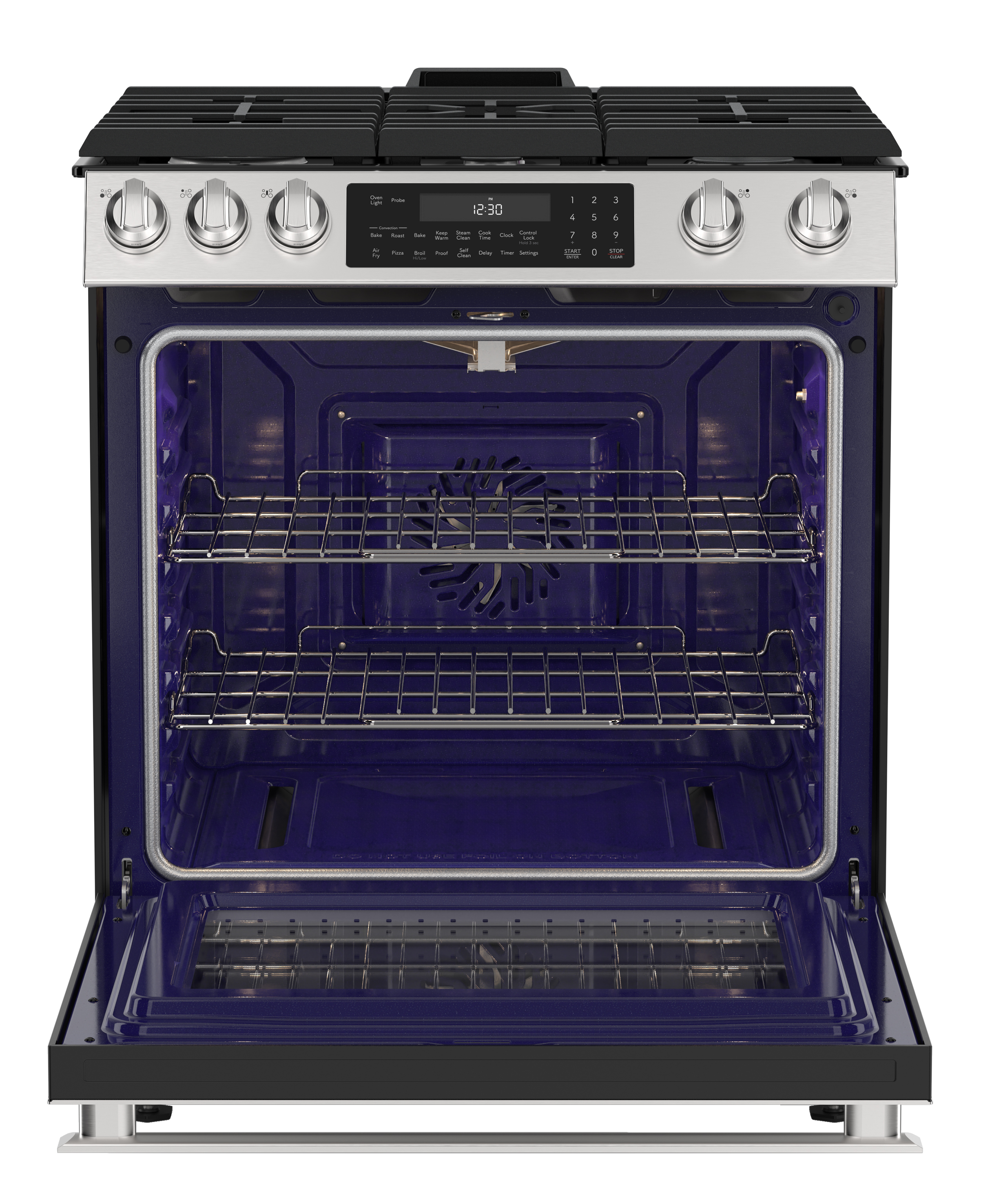 SSG3074SNS Slide-In Gas Range Head On Open