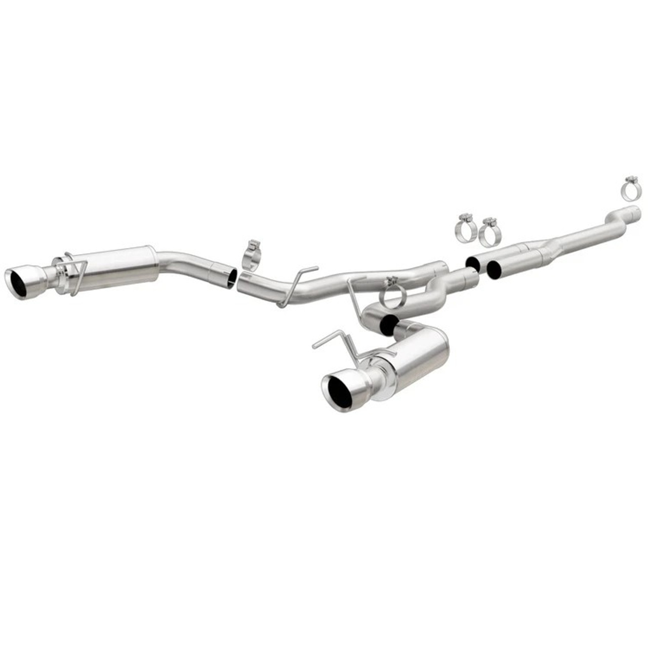 MagnaFlow Cat Back, SS, 2.5in, Competition, Dual Split Polish 4.5in Tips 2015 Ford Mustang Ecoboost (PN: 19191)