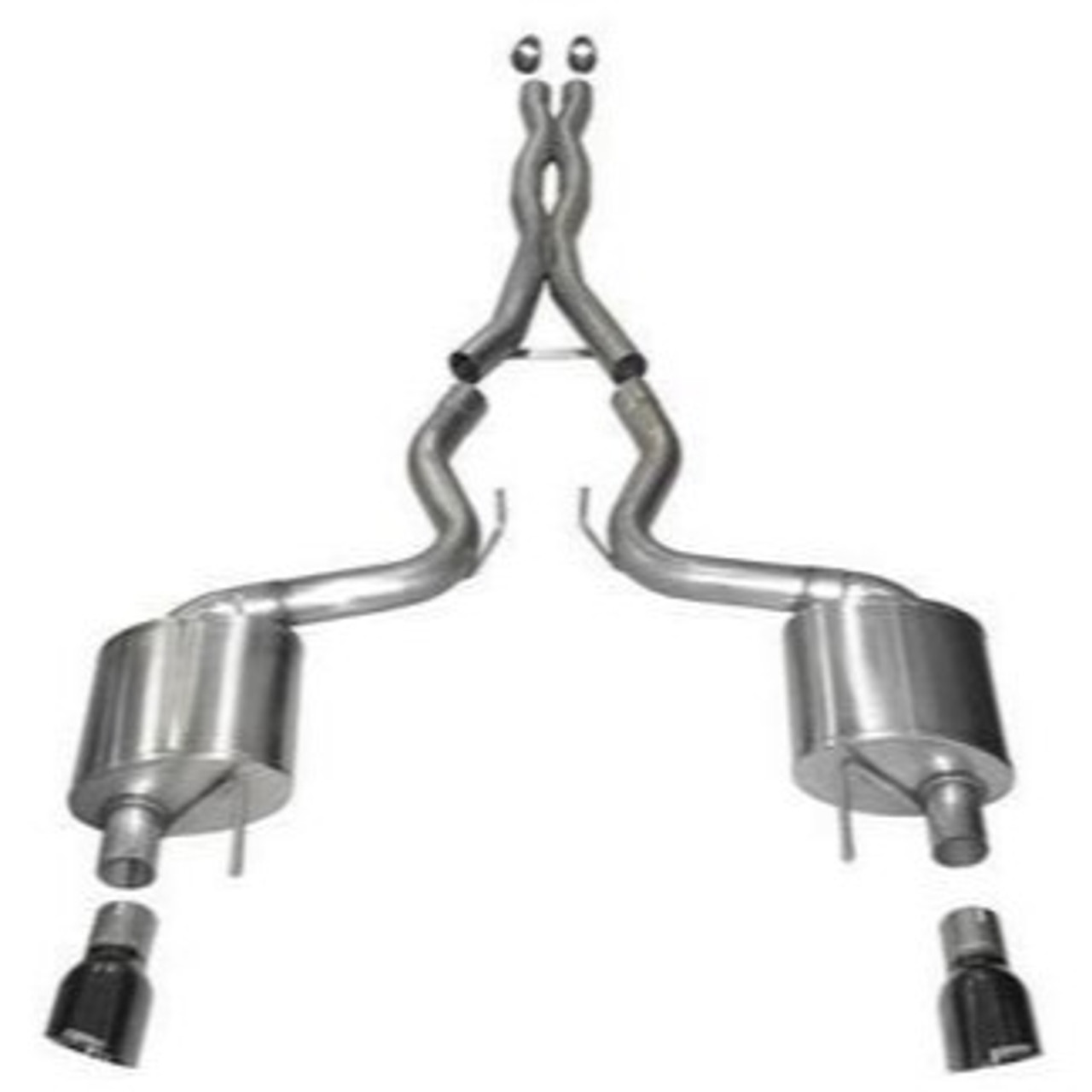 Corsa 2015 Ford Mustang GT 5.0 3in Cat Back Exhaust, Black Dual 4.5in Tip (Xtreme)