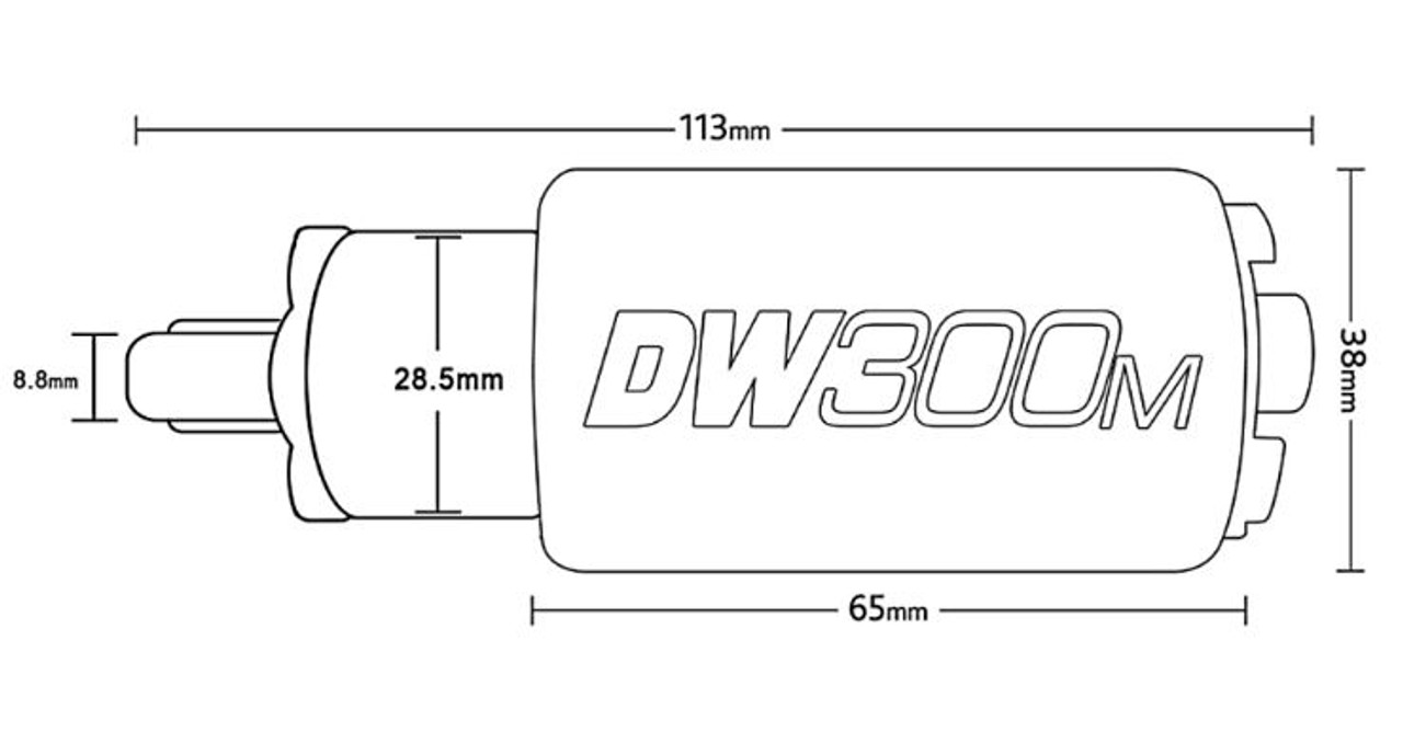 DW 340LPH Ford In-Tank Fuel Pump Dimensions (9-305-1034)