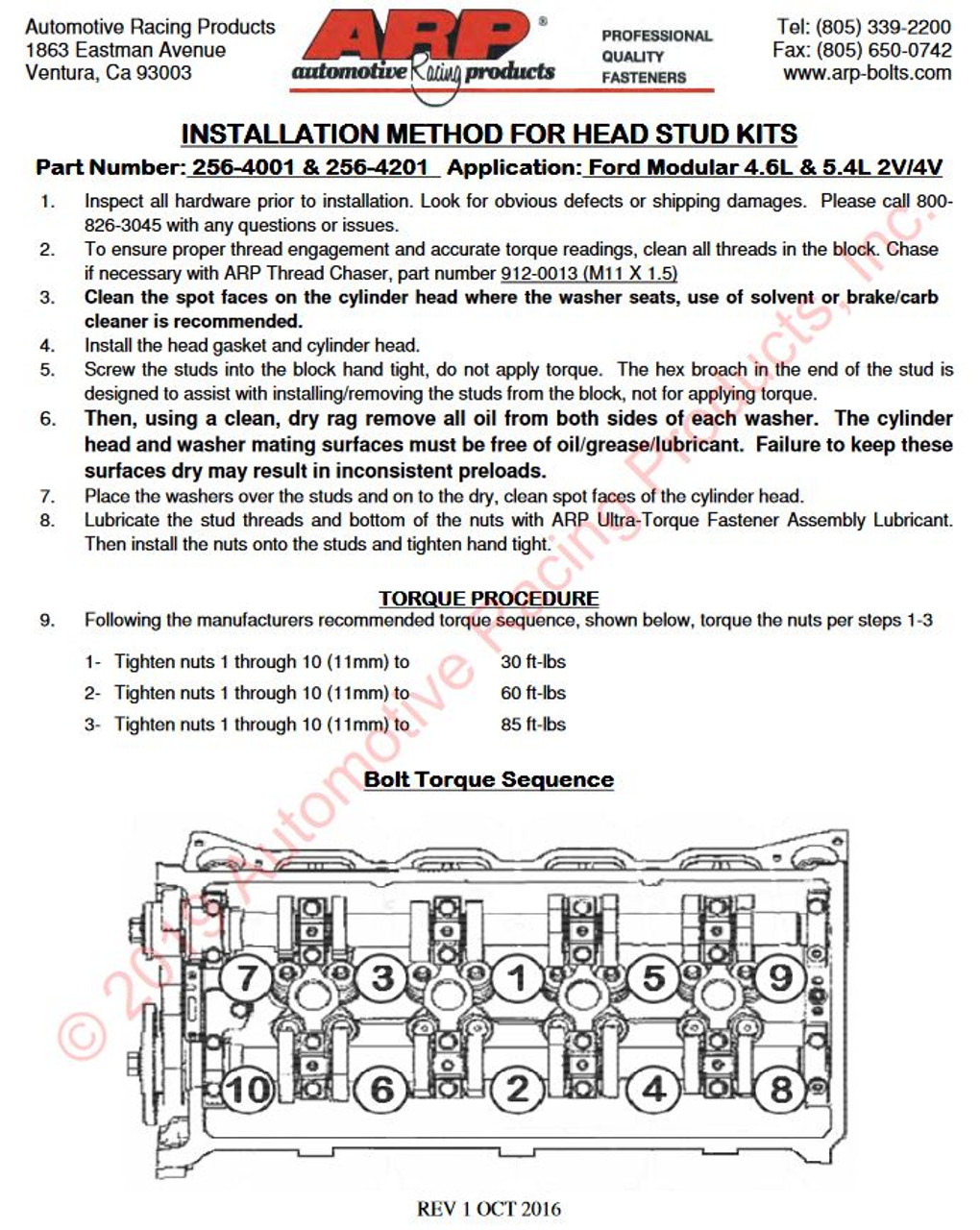 ARP 256-4001 Install Instructions