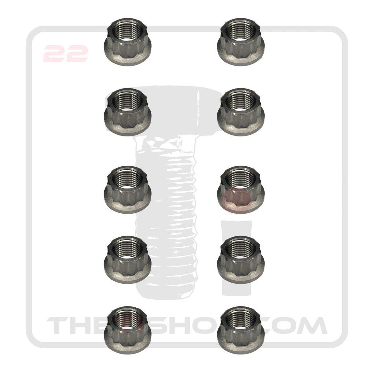 10 Pack of The Ti Shop Titanium 12 Point 1/2-20 Flanged Nuts