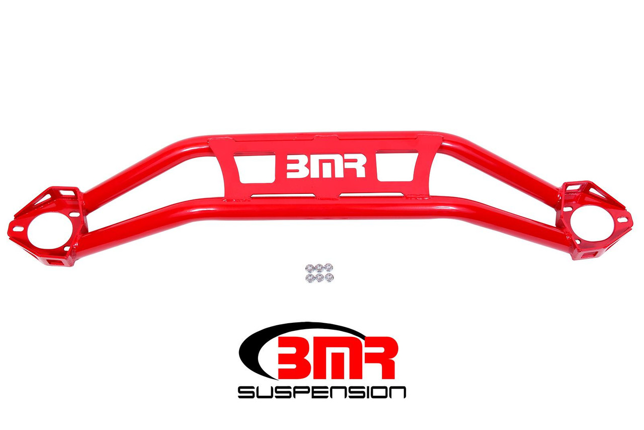 BMR 08-18 Dodge Challenger Front Strut Tower Brace - Red (Twin Tube Design)