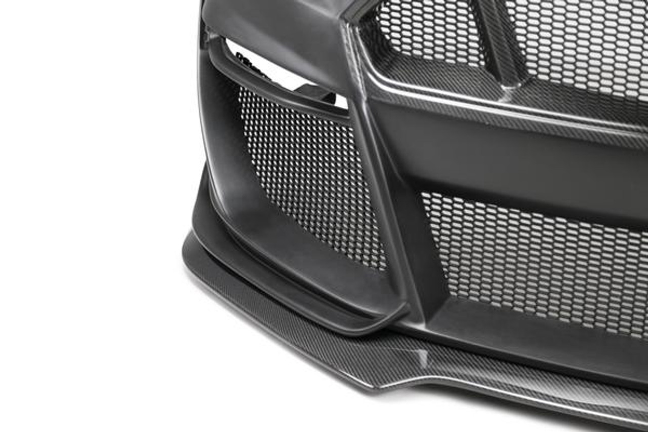 Anderson Composites 2018 - 2019 Ford Mustang Type-ST (GT500 Style) Fiberglass Front Bumper with Carbon Fiber Grille/Front Lip