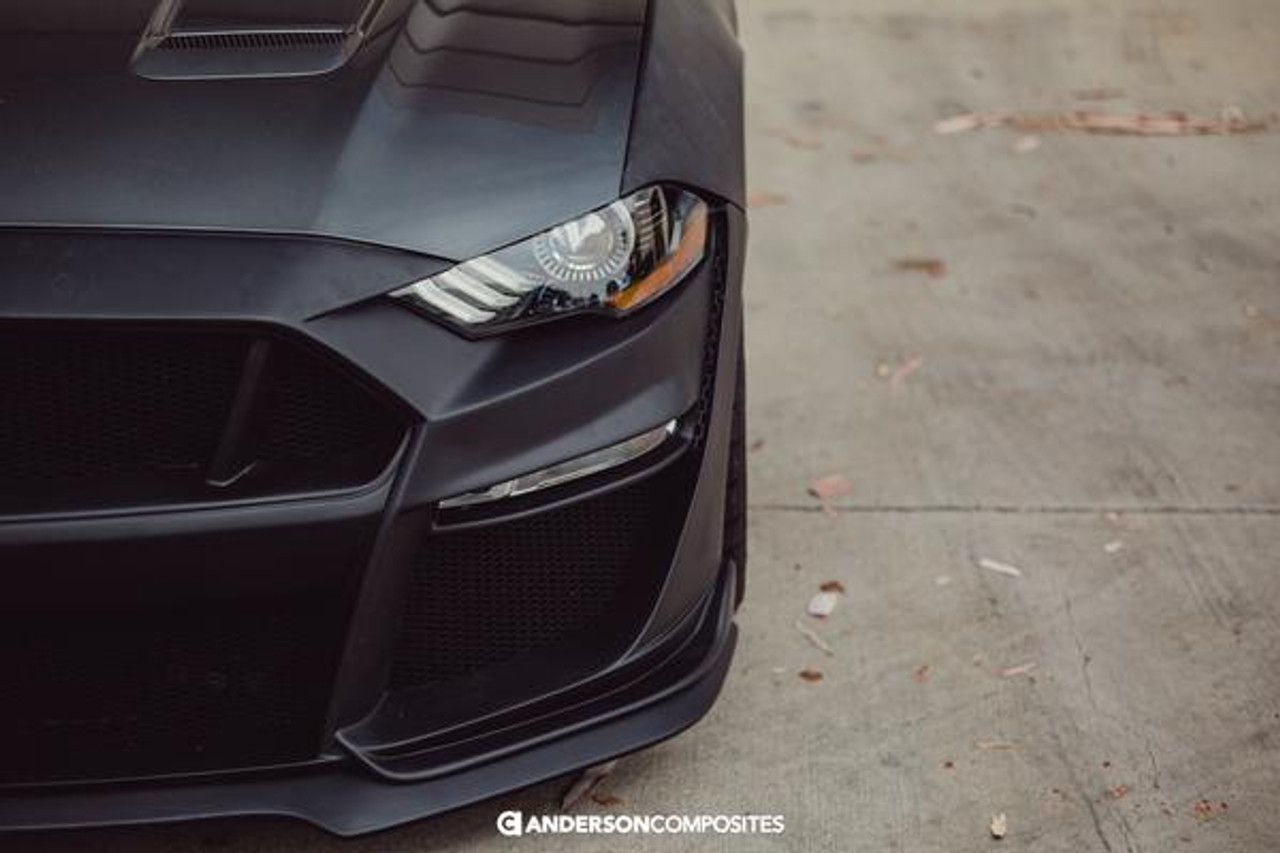 Anderson Composites 2018-2019 Ford Mustang Type-ST (GT500 Style) Fiberglass Front Bumper with Fiberglass Grille/Front Lip