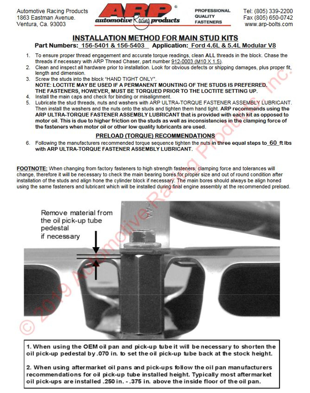 ARP 156-5403 Installation Instructions