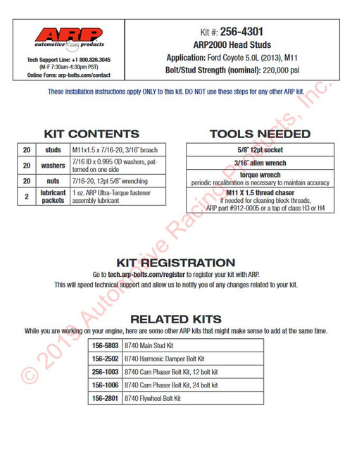 ARP 256-4301 Installation Instructions