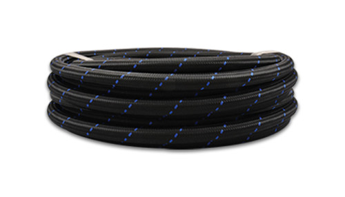 Vibrant 20ft Roll of Black Blue Nylon Braid Flex Hose; AN Size: -12; Hose ID: 0.68"