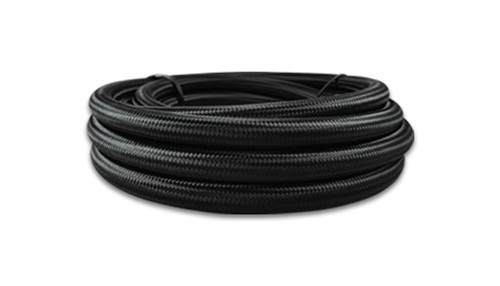 Vibrant 50ft Roll of Black Nylon Braided Flex hose; AN Size: -12; Hose ID: 0.68"