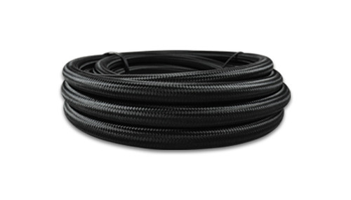 Vibrant 2ft Roll of Black Nylon Braided Flex Hose; AN Size: -10; Hose ID: 0.56"