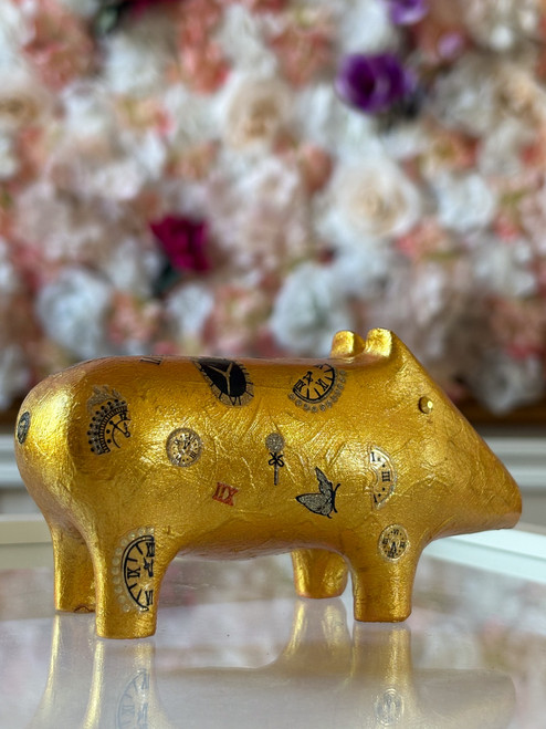 goldene schweinezeit - unikat aus resin