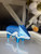 0058 schwein del mar/ blau metallic  - unikat aus porzellan