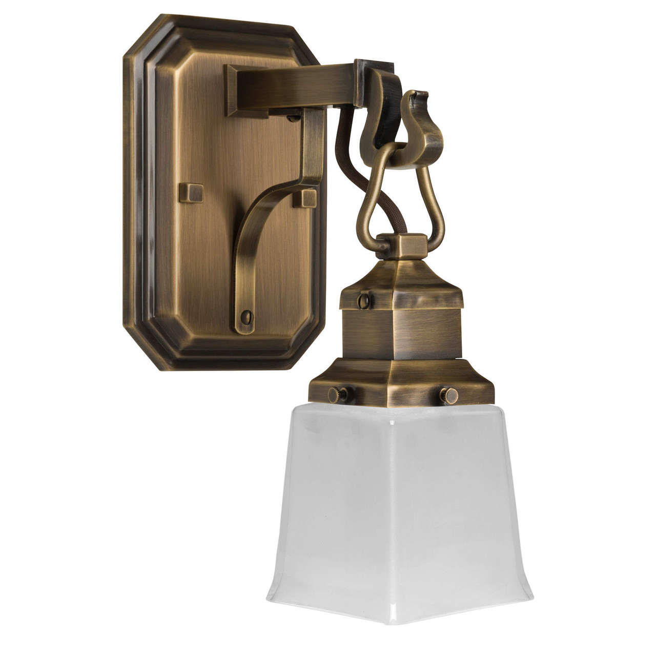 ‪‪Square‪☆ Brawny Craftsman Style Sconce with Glass Shade | Prospect Terrace