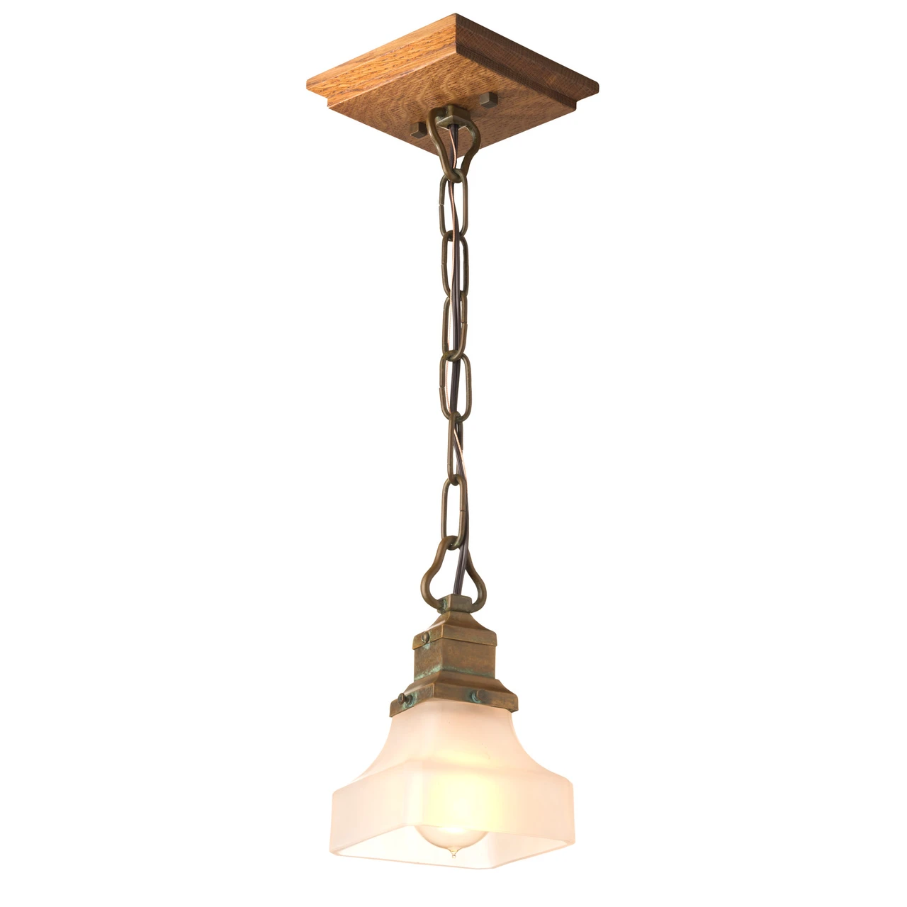 Warm Craftsman Pendant with Glass Shade | Live Oaks Series