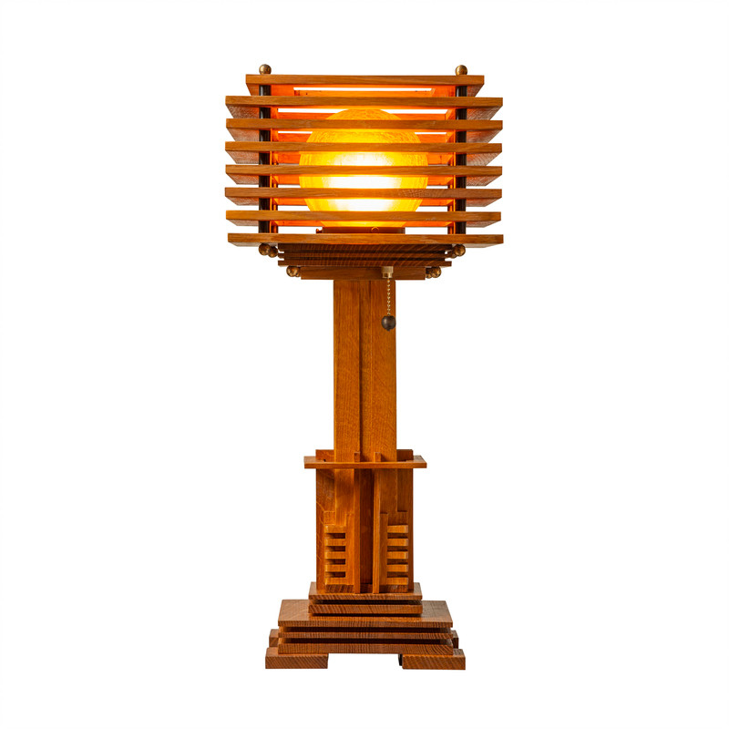 Prairie-Deco Series Table Lamp Quarter-Sawn Oak
