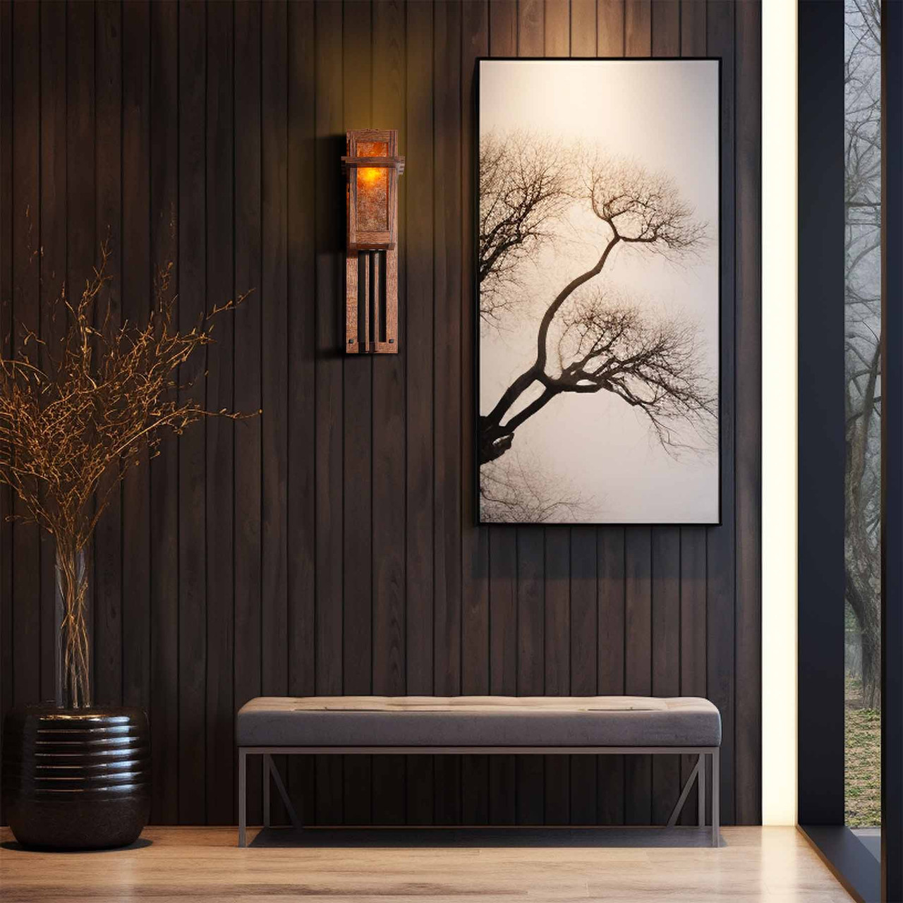 Prairie Style Oak Wall Sconce | Early Modern Lighting