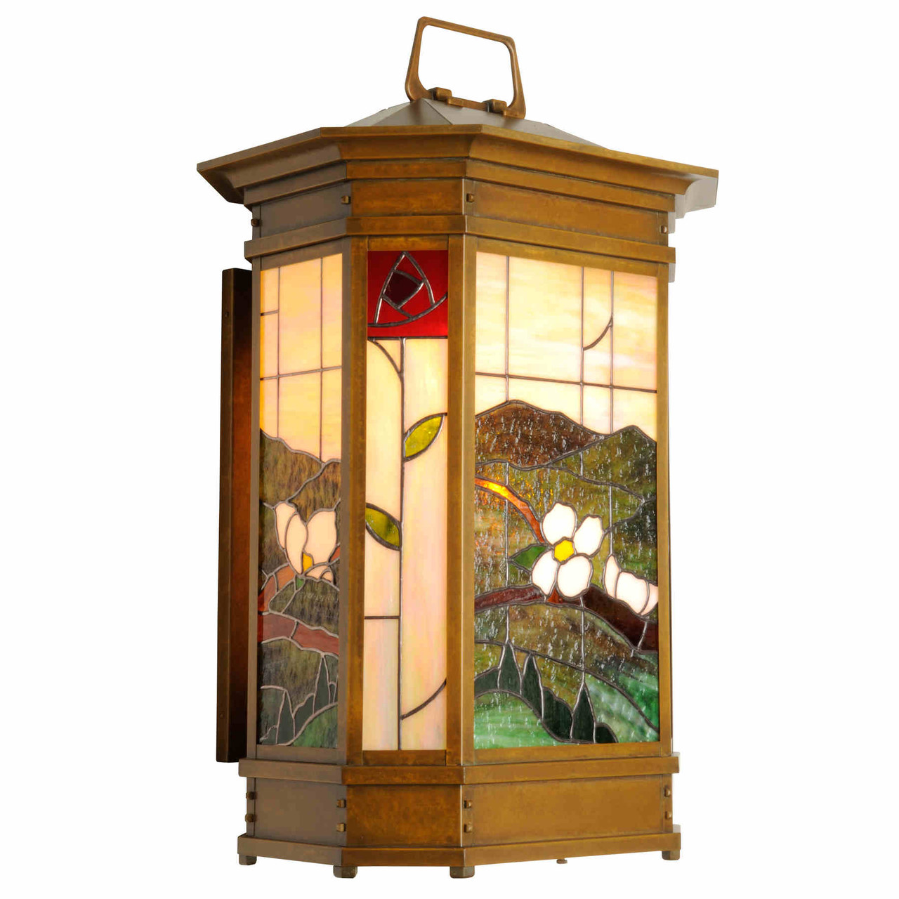 Stained Glass Arts & Crafts Reproduction Wall Mount Lantern