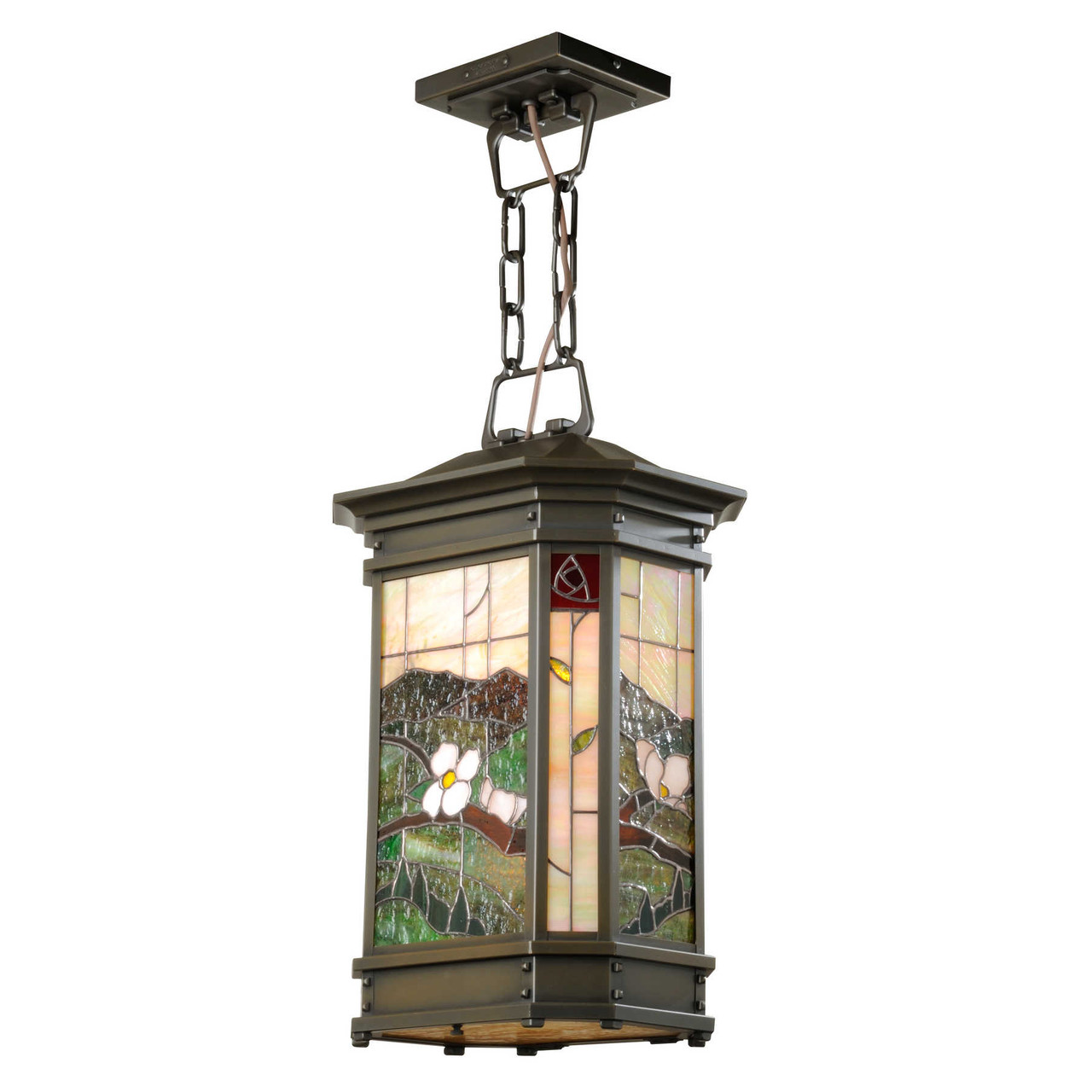 Stained Glass Arts & Crafts Reproduction Pendant Lantern