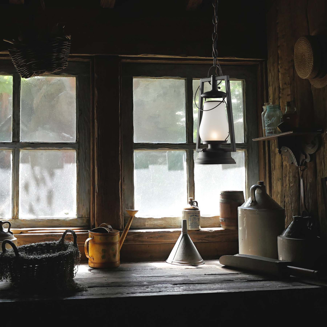 Gold-Rush Era Chain Pendant Light | Dietz Hot Blast Lantern Replica