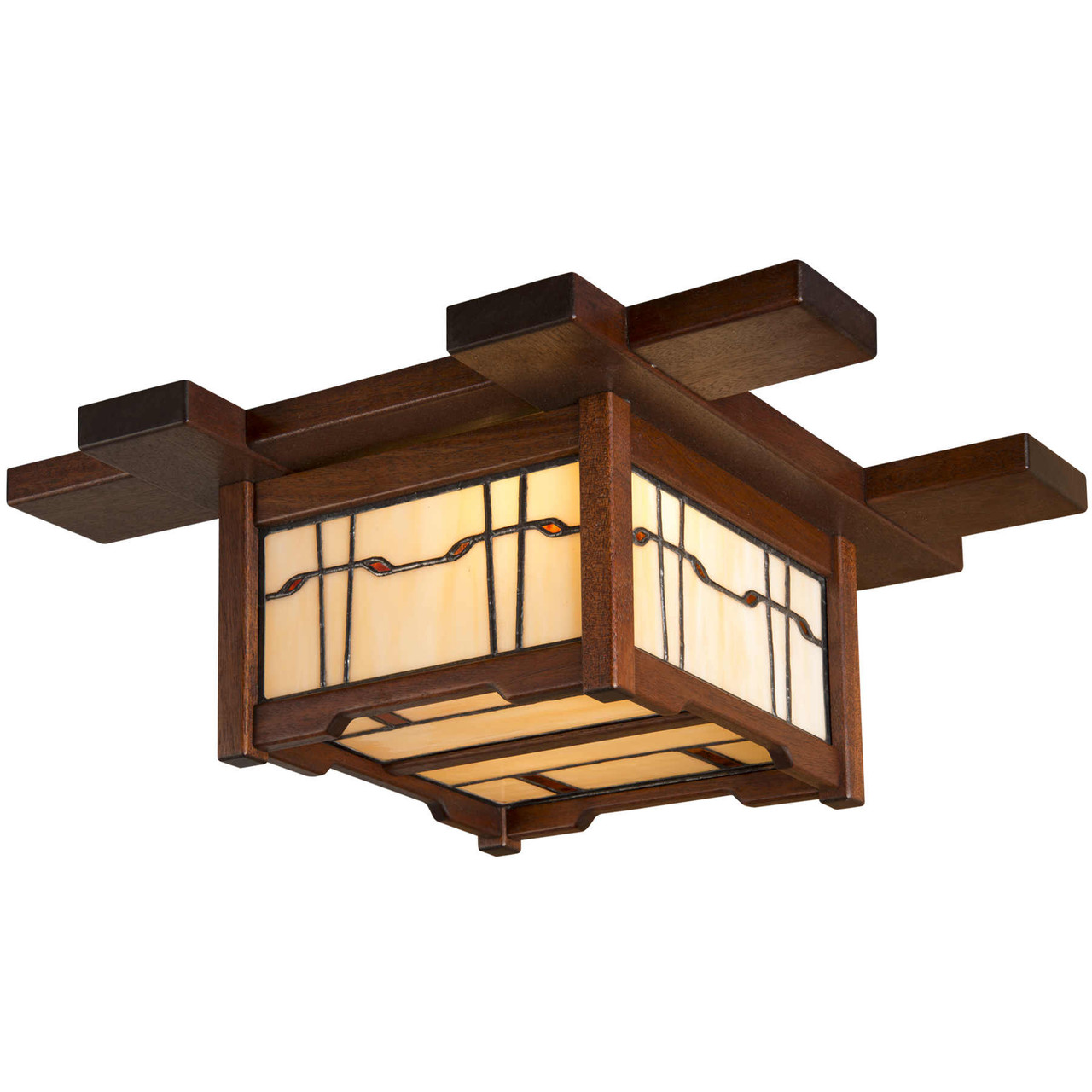 Greene & Greene Inspired Wood Ceiling Light | Gamble House