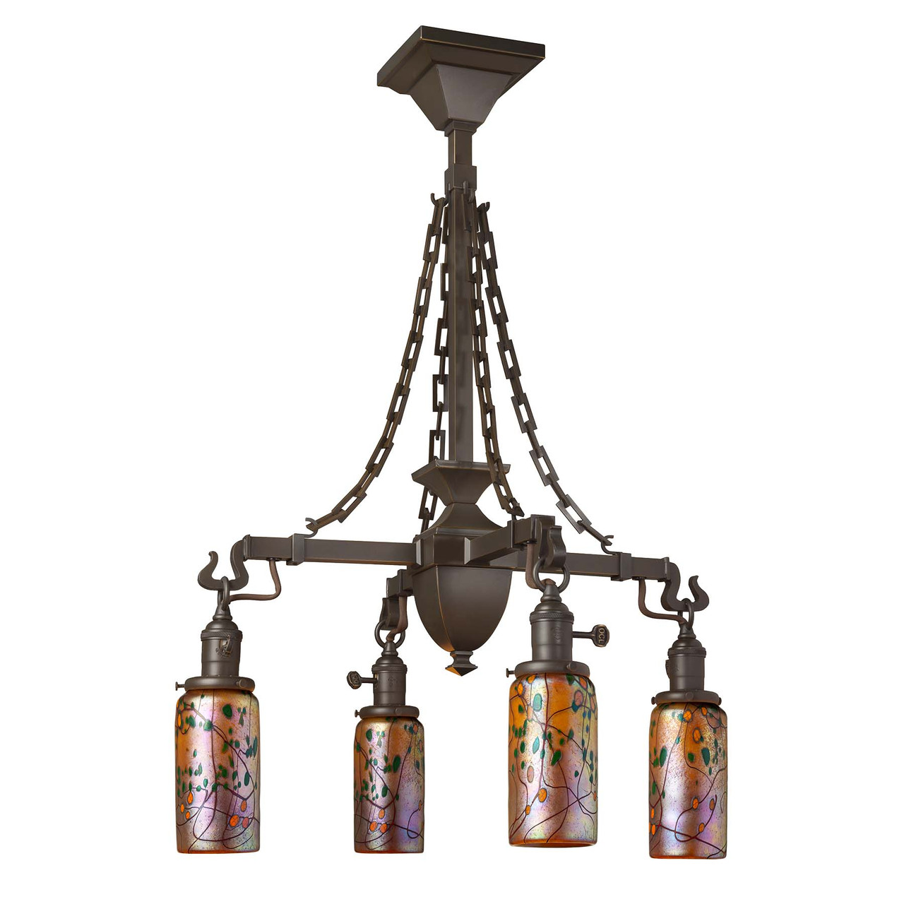 Reproduction Craftsman Chandelier with Draping Chain