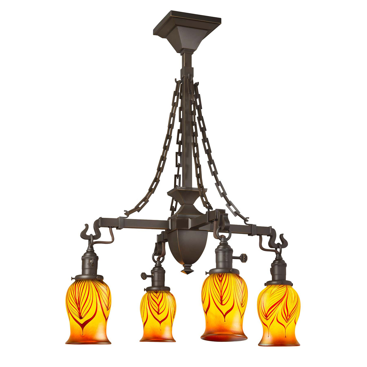 Reproduction Craftsman Chandelier with Draping Chain