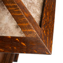  Detail view of quarter-sawn oak lamp shade frame displaying natural wood grain patterns and traditional mortise-and-tenon craftsmanship with mica panel insets.