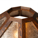  Interior view of octagonal mica shade displaying amber panels set within quarter-sawn oak framework, highlighting the geometric structure and natural materials.