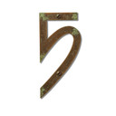  Craftsman house number 5 in West Coast font inspired by Greene & Greene with weathered finish.