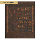  An Arts & Crafts style art print featuring a famous quote by Geoffrey Chaucer, designed to look like a hand-hammered copper plaque. The typography reads 