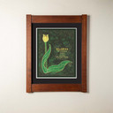  An archival print of a yellow tulip and inspirational quote with a double mat in a mortise and tenon oak frame.