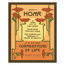 A rectangular art print with a yellow background. At the top and bottom are clusters of vibrant red poppies with long, thin green stems that frame a central quote by Gustav Stickley. The text reads: 