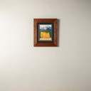  An archival print of a painting of Pike's Peak in Colorado with aspen trees. It has a double mat in a 2