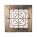  Overhead view of a square can or recessed light cover with an egg-and-dart pattern and filigree in a nickel finish.