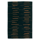  A Modern-era style graphics rug with a rich ebony and burn orange color palette. 