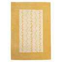  An Americana-inspired handcrafted wool rug with a floral or grain design in yellow and cream palette. 
