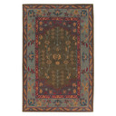  A traditional wool rug with branching patterns in an array of warm and cool tones.