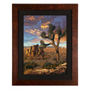  Framed art piece depicting Joshua Tree landscape set in a wood frame with coal liner.