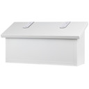  A classic, solid brass, horizontal mailbox with a satin white finish.