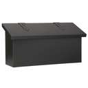  A solid brass, horizontal mailbox with arrow hinge straps and a satin black finish.