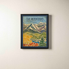  Arts & Crafts style landscape canvas print by Julie Leidel featuring John Muir's famous quote 