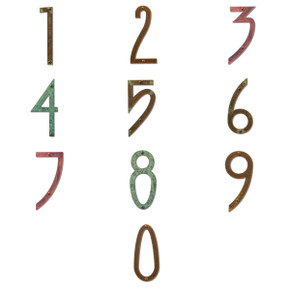 A collage of numbers in Old California's Craftsman style West Coast lettering font showing various patina and powder coat finishes. A collage of numbers in Old California's Craftsman style West Coast lettering font showing various patina and powder coat finishes.