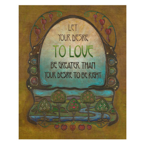  An Arts & Crafts style art print featuring a spiritual quote by Pam Truesdale set within an ornate, stylized window. It reads 